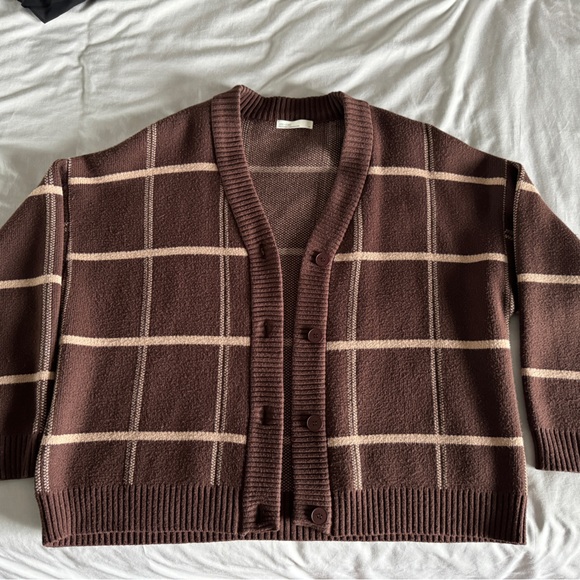 Oak + Fort oversized plaid cardigan - Picture 1 of 6